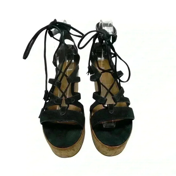 Lace up platform espadrille Frye heather cork platform suede  gladiator - Picture 3 of 8
